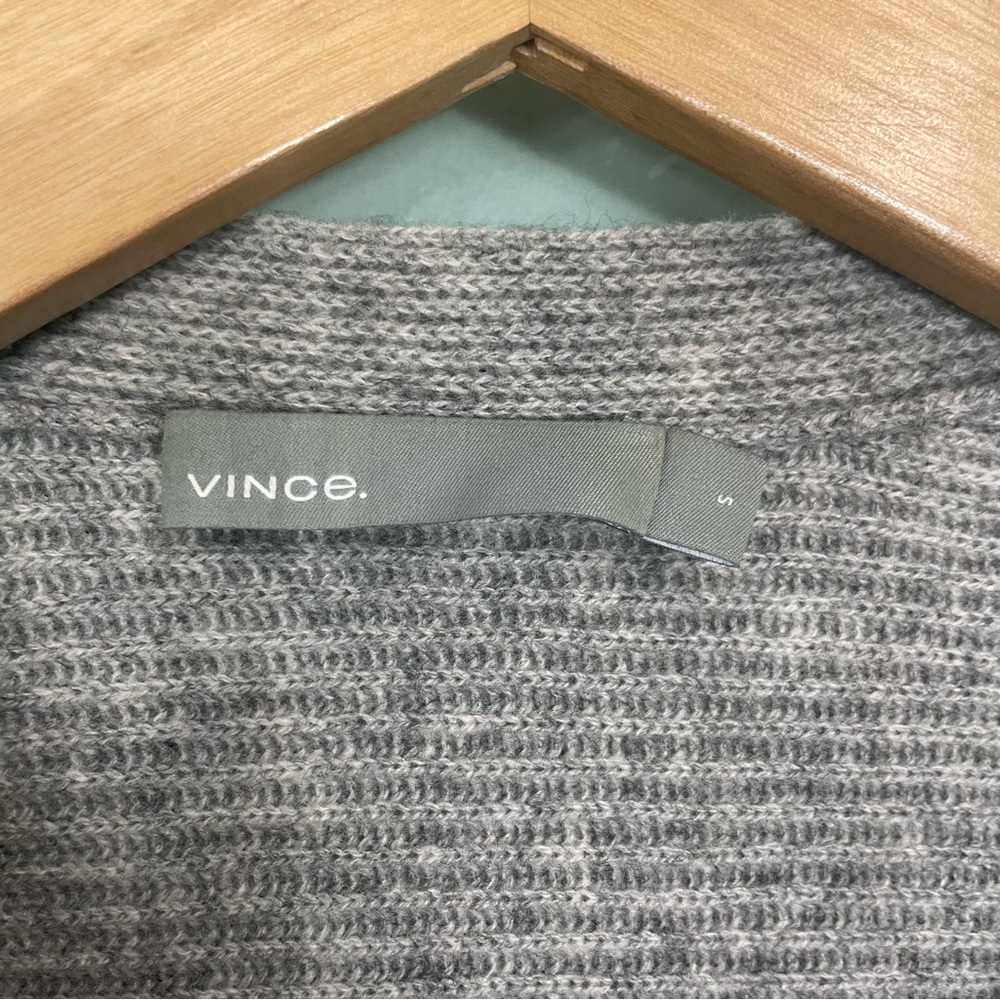 Vince Drape Front Wool Cashmere Cardigan Open Front‎ Gray Women Small Ribbed - Picture 5 of 11